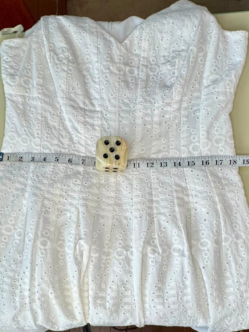 Jones Wear White Eyelet Sleeveless V-Neck Dress Size 14 - Picture 7 of 10